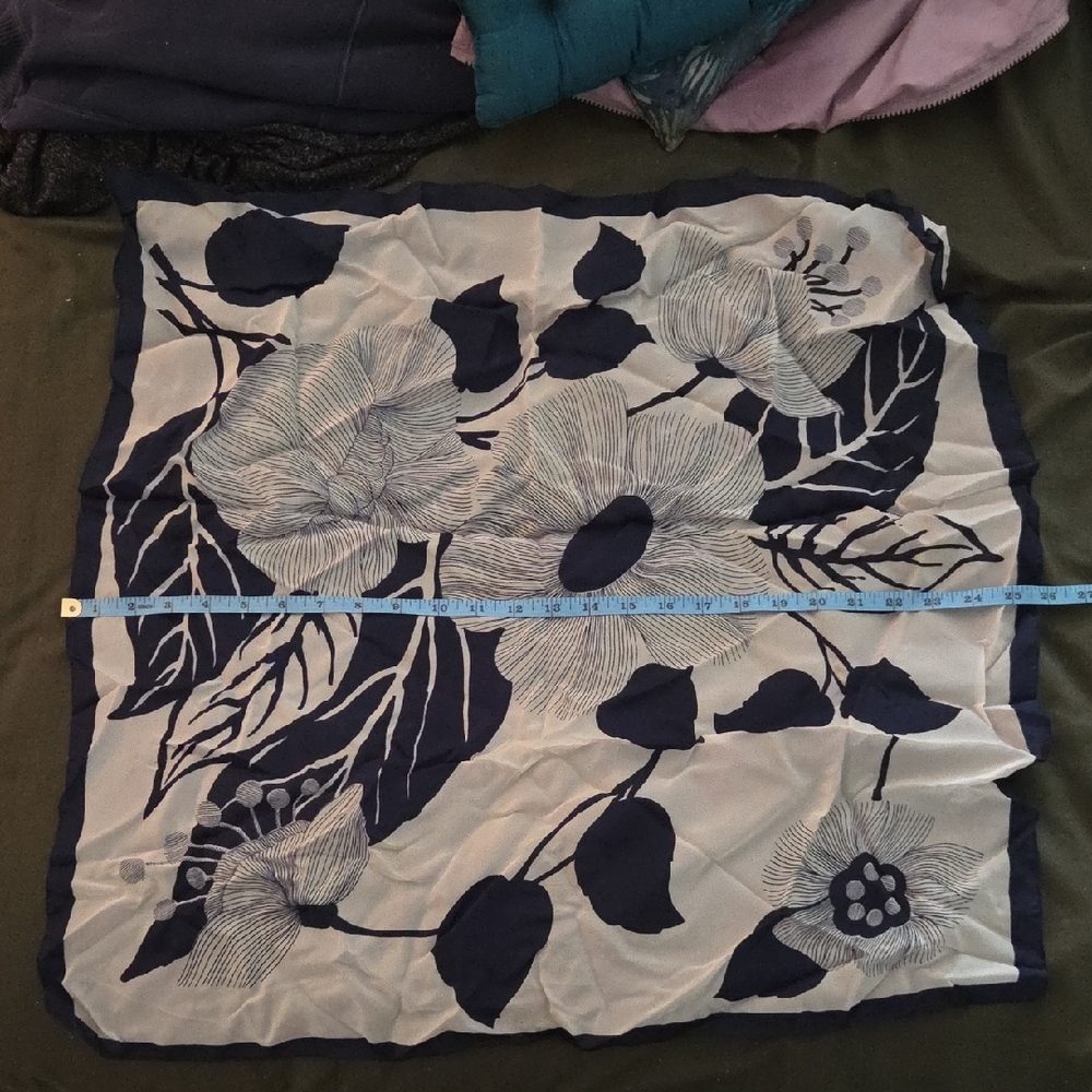 Elegant Navy and White Floral Scarf